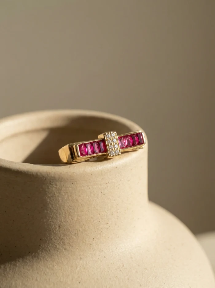 Pembe Taşlı Lego Yüzük